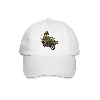 Ukraine Combat Kitten on Motorcycle (KZU) - Baseball Cap - white/white - Front