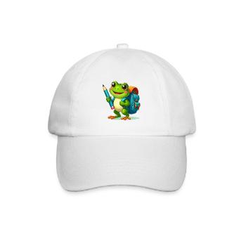 Frog for school enrolment – start of school with Bleistif - Baseball Cap - white/white - Front