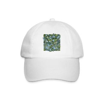 Blue Hydrangeas – Modern Floral Illustration - Baseball Cap - white/white - Front