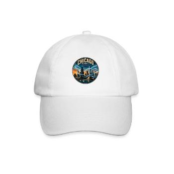Emblème rétro de la skyline de Chicago The Windy City - Casquette classique - blanc/blanc - Devant