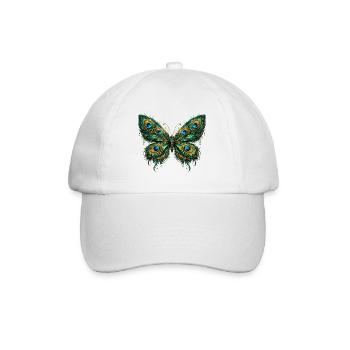 Butterfly with peacock feathers 3 - Baseball Cap - white/white - Front