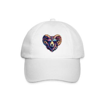 Colorful ram's head with sunglasses - Baseball Cap - white/white - Front
