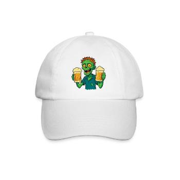 Happy zombie with beer - Baseball Cap - white/white - Front