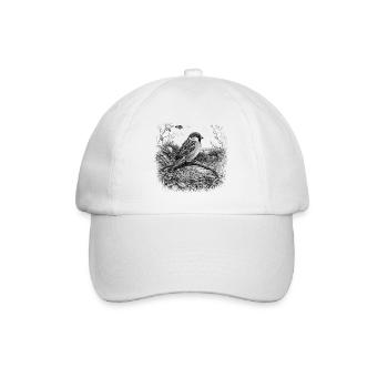 Cute sparrow in nature in drawing style - Baseball Cap - white/white - Front