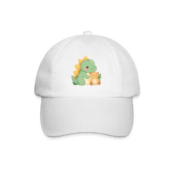 Kleiner grüner Dino mit Teddybär – Süße Freunde - Baseballkappe - Weiß/Weiß - Vorne
