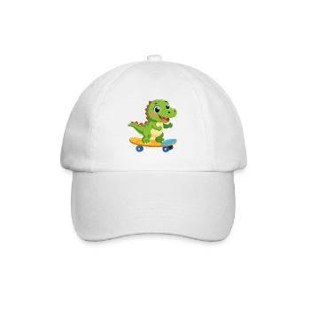 Petit dinosaure vert sur le skateboard – Skater Fun - Casquette classique - blanc/blanc - Devant