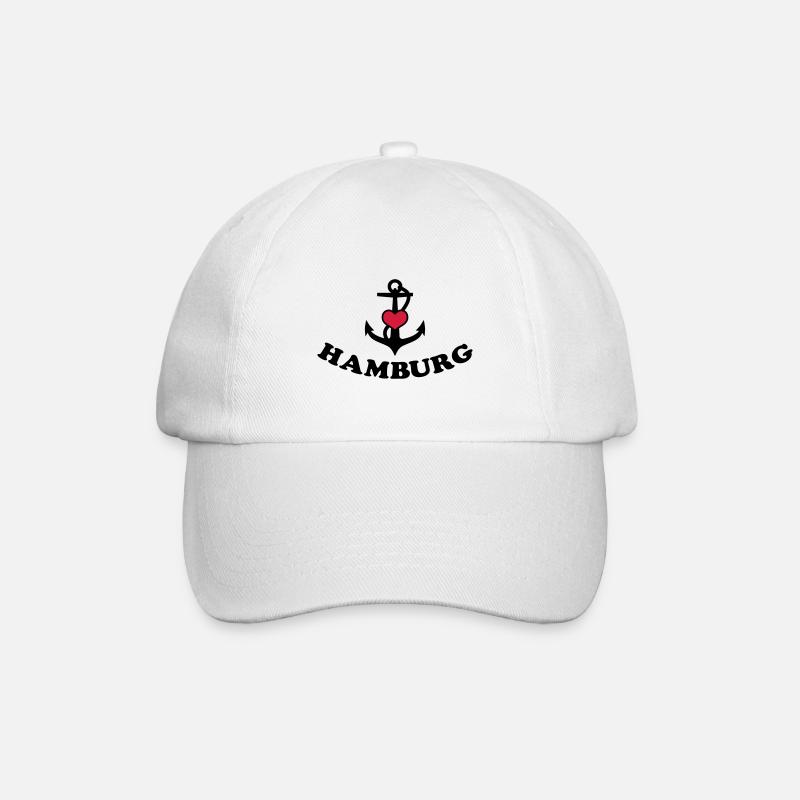 21 Hamburg Anker Herz 2c - Baseballkappe - Weiß/Weiß