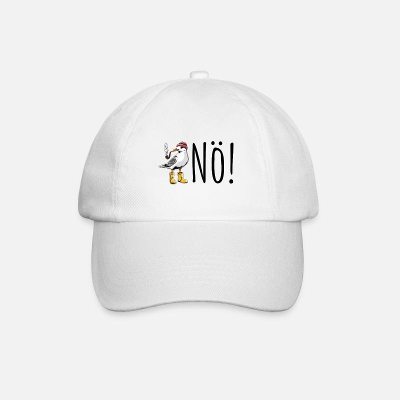 Möwe sagt NÖ - Nordsee - Geschenk - Baseballkappe - Weiß/Weiß