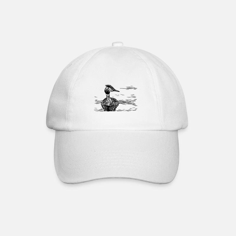 Grèbe à crête vintage flottant sur la rivière - Casquette classique - blanc/blanc