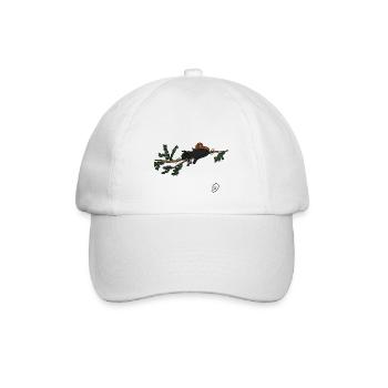 Squiti the black cat with mouse on a branch - Baseball Cap - white/white - Front