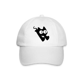 Laufende Cartoon Katze von Cheerful Madness!! - Baseballkappe - Weiß/Weiß - Vorne