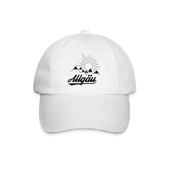 Allgäu Schriftzug mit Bergen und Sonne - Geschenk - Baseballkappe - Weiß/Weiß - Vorne