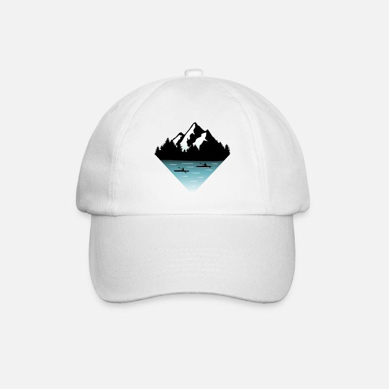 Kajaker, Wald und Berge - Baseballkappe - Weiß/Weiß