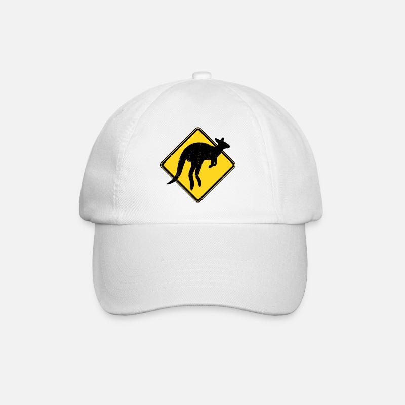 Känguru Australien Warnung Kangaroo Crossing - Baseballkappe - Weiß/Weiß