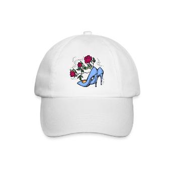 High heels shoes with rose flower. Romantic style. - Baseball Cap - white/white - Front