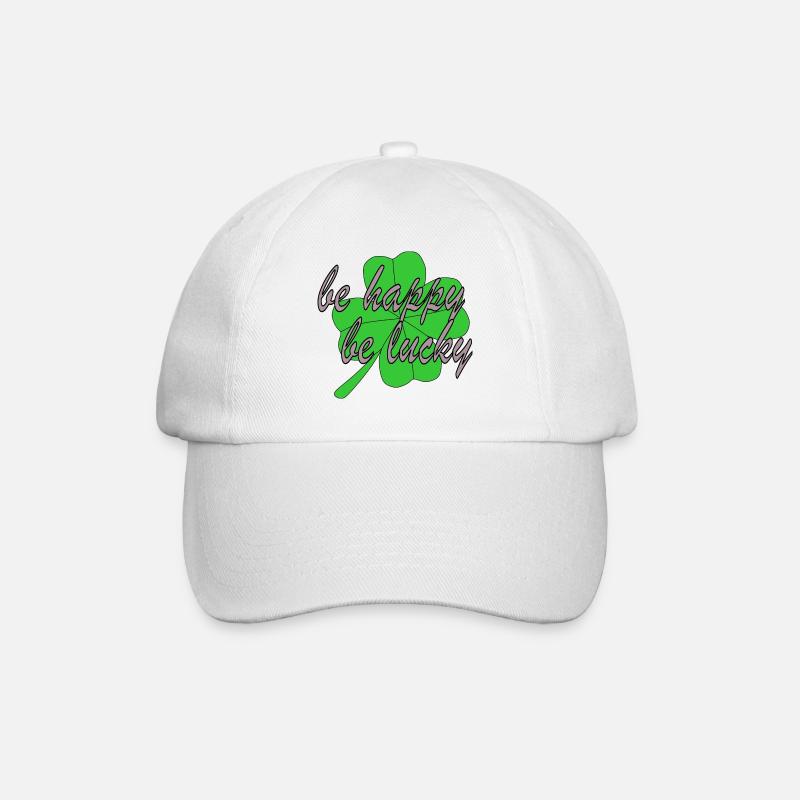Vier Blättriges Kleeblatt Be Happy Be Lucky - Baseballkappe - Weiß/Weiß