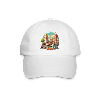 Le marché animé de la ville - Casquette classique - blanc/blanc - Devant
