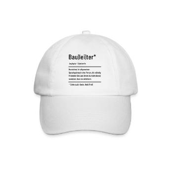 Bauleiter - Baustelle - Bauleitung - Baseballkappe - Weiß/Weiß - Vorne