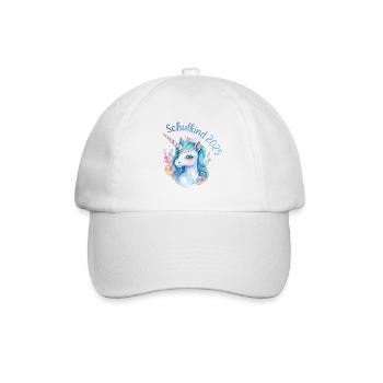 Schulkind 2025 Einhorn Einschulung Schule Schüler - Baseballkappe - Weiß/Weiß - Vorne