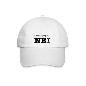 Nei | Schweizerdeutsch | Schweiz | Frau Kinder - Baseballkappe - Weiß/Weiß - Vorne