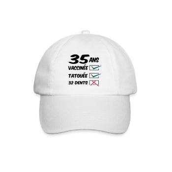 35 ans / anniversaire 35 ans / femme 35 ans - Casquette classique - blanc/blanc - Devant