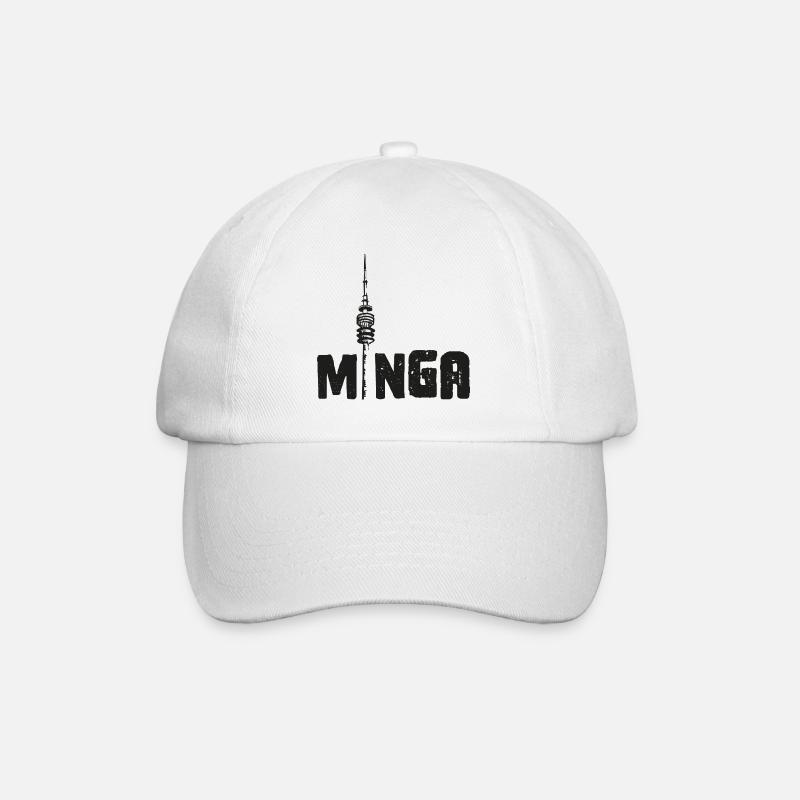 Minga - München Olypiaturm Fernsehturm - Baseballkappe - Weiß/Weiß
