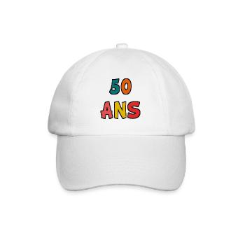 50 ANS. 50e ANNIVERSAIRE. ANNIVERSAIRE 50 ANS - Casquette classique - blanc/blanc - Devant