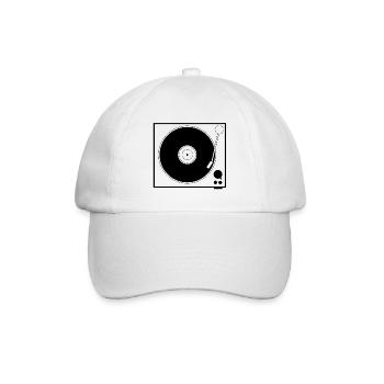 Turntable design for vinyl fans, DJs and DJanes - Baseball Cap - white/white - Front