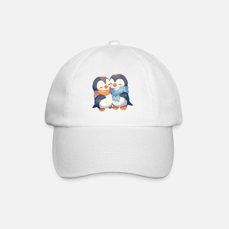 Pinguin Herz Liebe Süß Umarmung Pinguinliebe - Baseballkappe - Weiß/Weiß