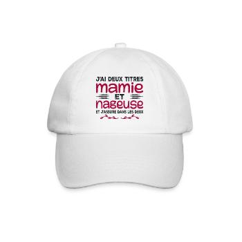 Zwei Oma-Schwimmer-Titel | Oma, Schwimmen - Baseballkappe - Weiß/Weiß - Vorne