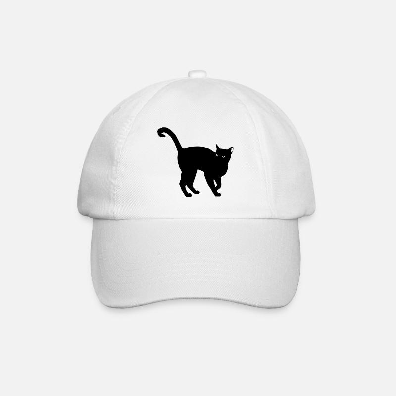 black cat silhouette - black cat silhouette - Baseball Cap - white/white