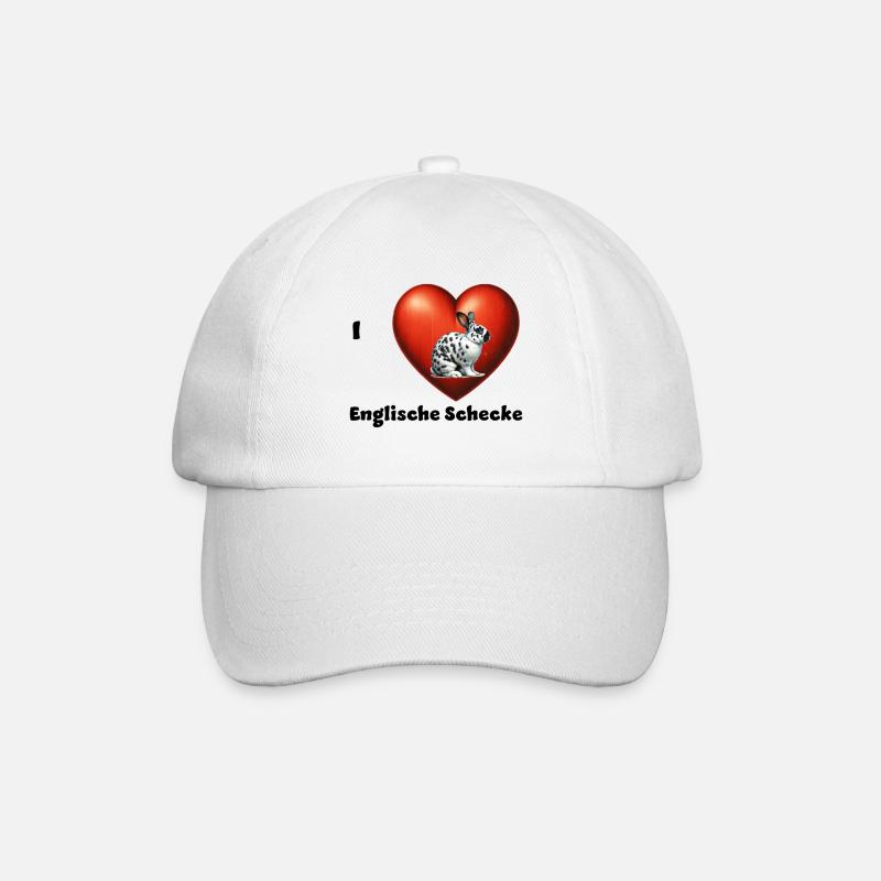 I love Englische Schecke - Baseballkappe - Weiß/Weiß