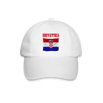 Kroatien Design - Baseballkappe - Weiß/Weiß - Vorne