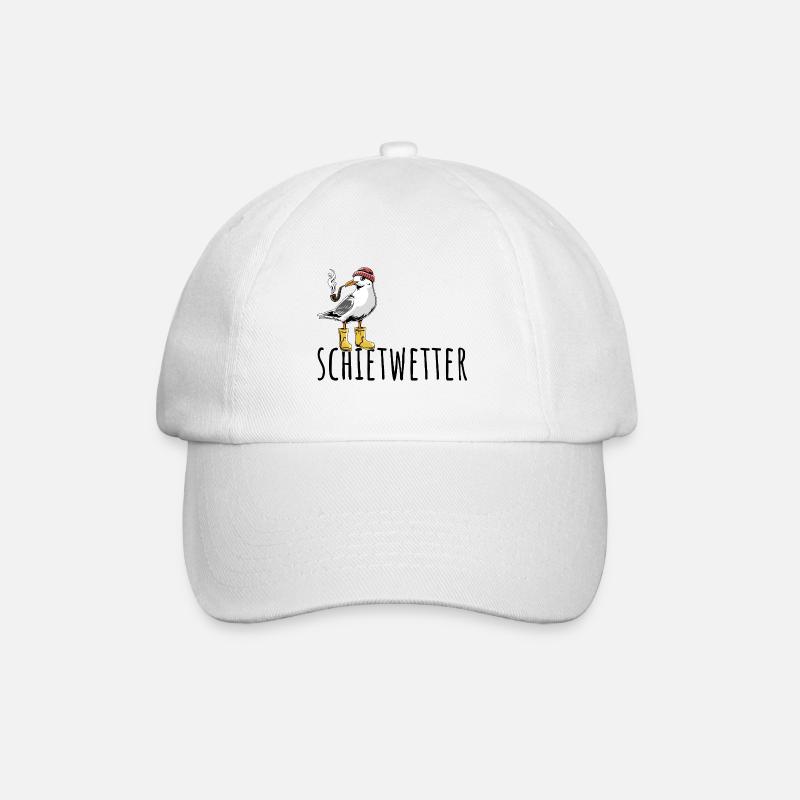 Möwe - Schietwetter - Nordsee - Geschenk - Baseballkappe - Weiß/Weiß