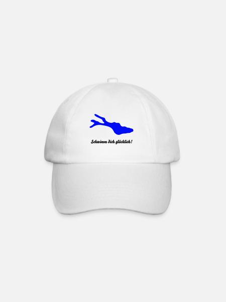 Schwimm dich glücklich schwarz 18 11 2013 - Baseballkappe - Weiß/Weiß