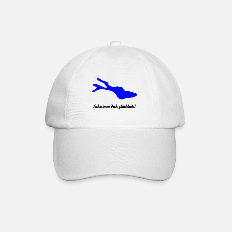 Schwimm dich glücklich schwarz 18 11 2013 - Baseballkappe - Weiß/Weiß