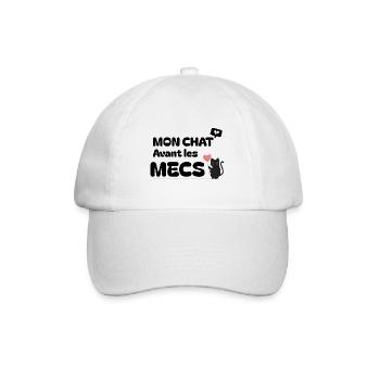 Mon chat avant les mecs. - Casquette classique - blanc/blanc - Devant