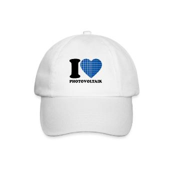 I Love Photovoltaik - Herz - Erneuerbare Energie - Baseballkappe - Weiß/Weiß - Vorne
