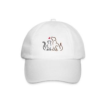 Chat et chien / chat et chien, amour, amoureux des animaux - Casquette classique - blanc/blanc - Devant