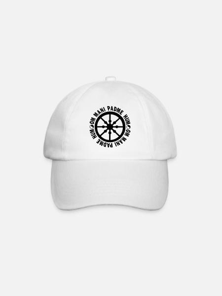 lebensrad mit mantra "om mani padme hum" - Baseballkappe - Weiß/Weiß