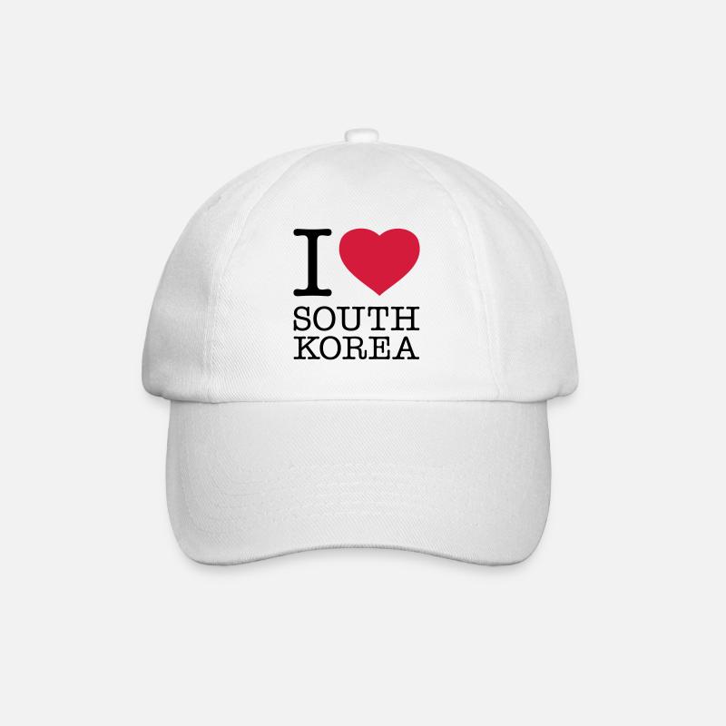 I LOVE SOUTH KOREA Südkorea - Baseballkappe - Weiß/Weiß