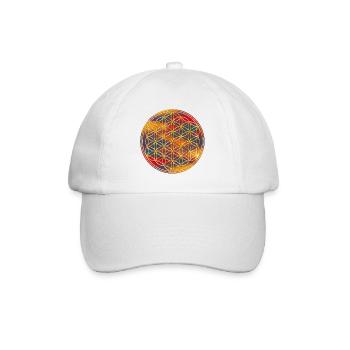Blume des Lebens | flower of life | Gold Bunt 2 - Baseballkappe - Weiß/Weiß - Vorne