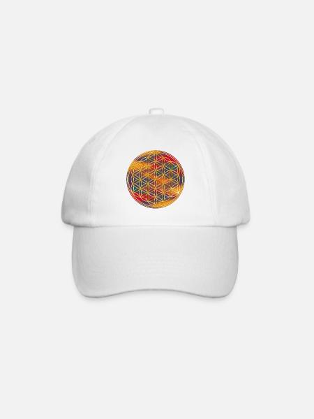 Blume des Lebens | flower of life | Gold Bunt 2 - Baseballkappe - Weiß/Weiß