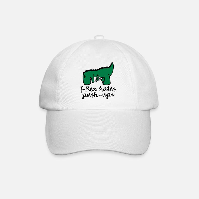 T-Rex hates push-ups - Baseball Cap - white/white