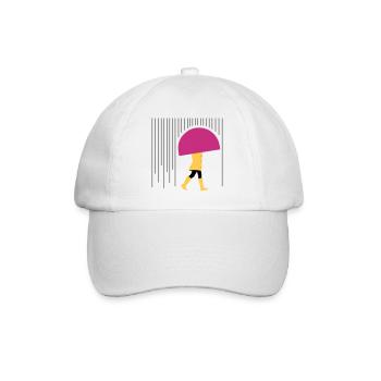 Mensch im Regen - Minimal - Baseballkappe - Weiß/Weiß - Vorne