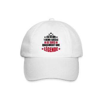 J'ai 50 ans 1 demi-siècle quasiment une légende - Casquette classique - blanc/blanc - Devant