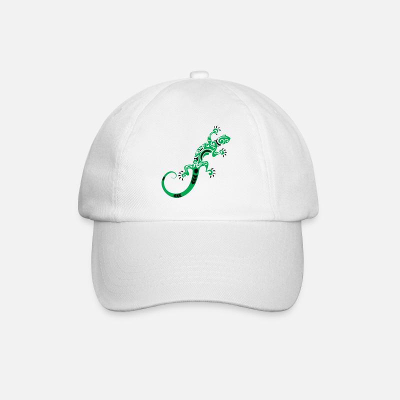 Grüner Ornamentgecko Muster - Baseballkappe - Weiß/Weiß