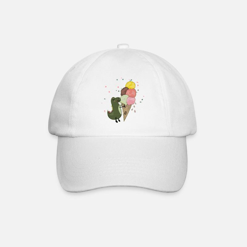Dino mit Eis - Baseballkappe - Weiß/Weiß