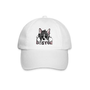Brenda der Boston Terrier - Baseballkappe - Weiß/Weiß - Vorne