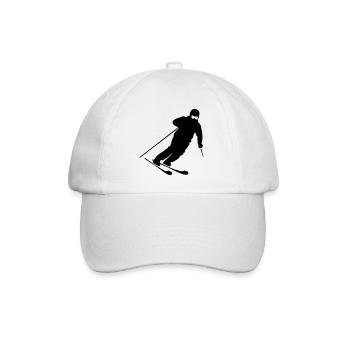 Skifahrer Silhouette – Motiv für Wintersportler - Baseballkappe - Weiß/Weiß - Vorne